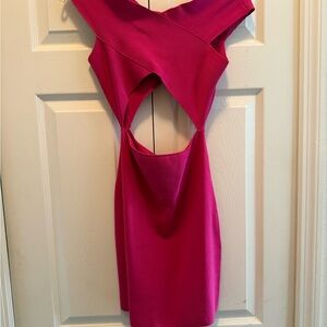 Superdown off the shoulder cutout pink dress.